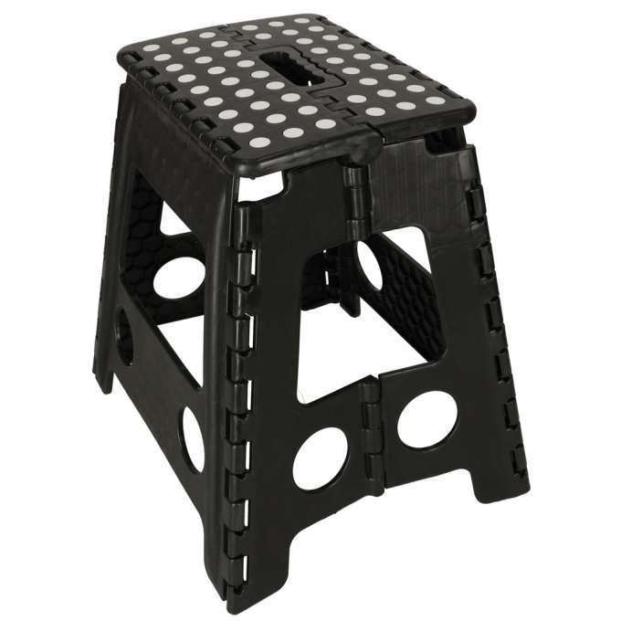 Non-slip folding stool 39cm black