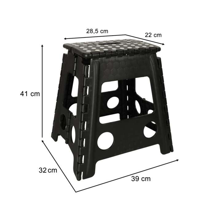 Non-slip folding stool 39cm black