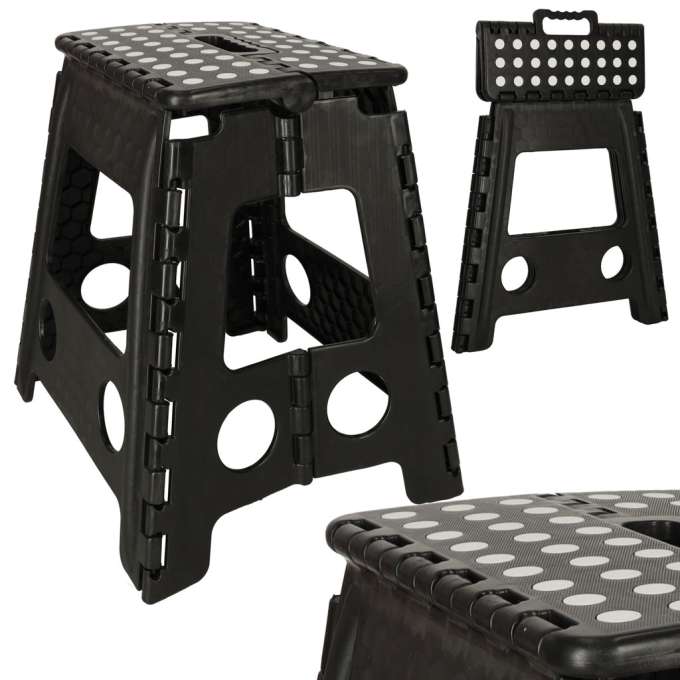 Non-slip folding stool 39cm black