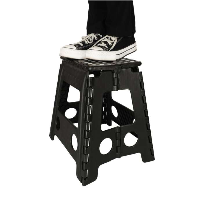 Non-slip folding stool 39cm black