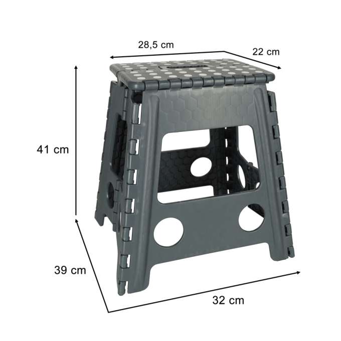 Non-slip folding stool 39cm dark grey