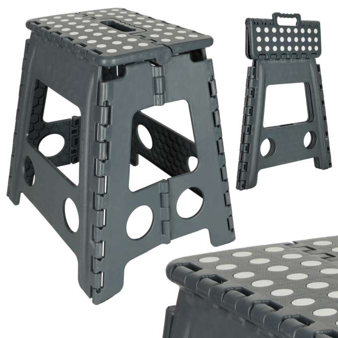Non-slip folding stool 39cm dark grey