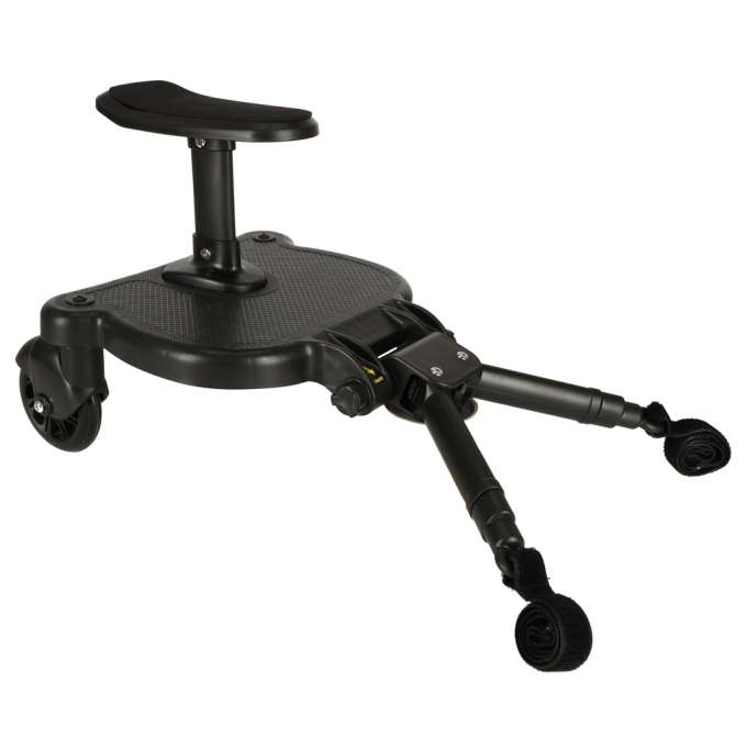 Stroller ride board with seat for kid pushchair black