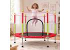 Trampolina do domu ogrodu dla dzieci siatka piłki 140cm 55inch czerwona 3