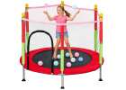 Trampoline for home garden for kids ball net 140cm 55inch red 7