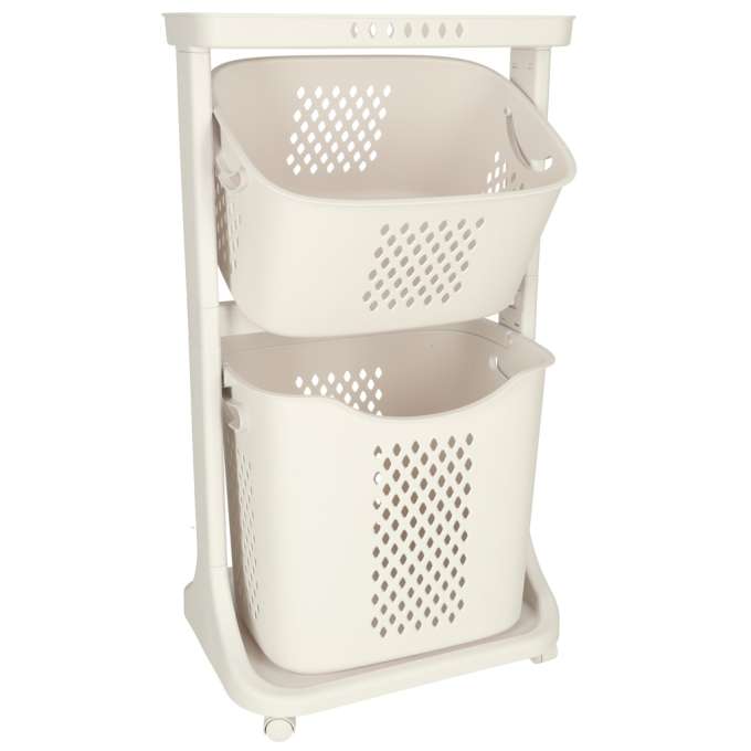 Two tier rolling cart organizer on wheels for toys clothes
