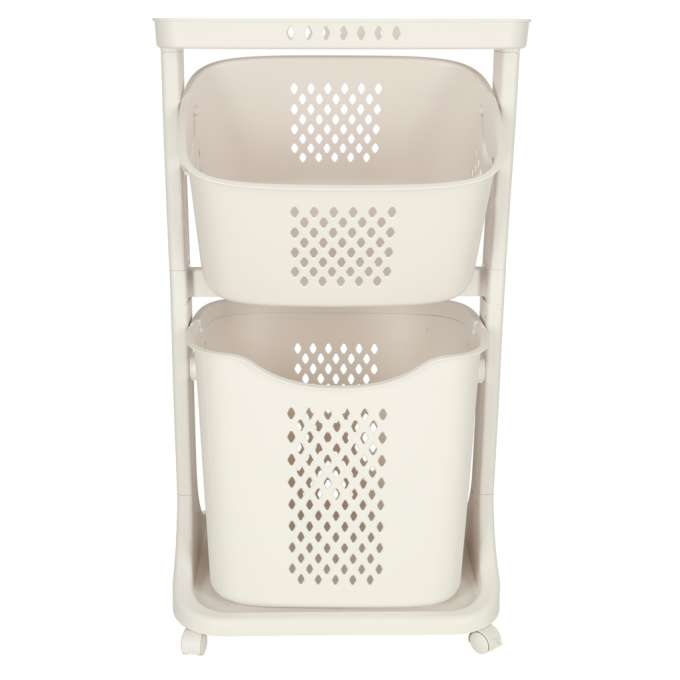 Two tier rolling cart organizer on wheels for toys clothes