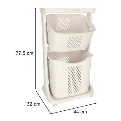 Two tier rolling cart organizer on wheels for toys clothes