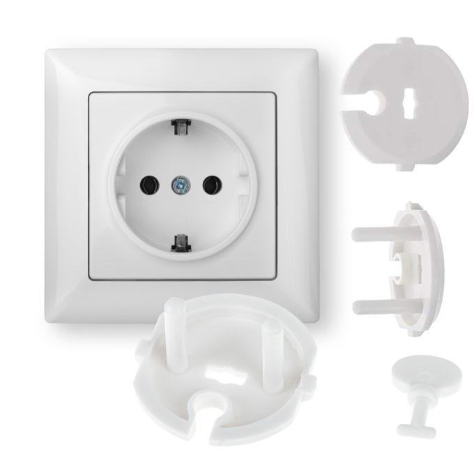 [Zestaw] Protector for grounded electrical outlet 1pc. + Security key for grounded electrical outlet 1pc.