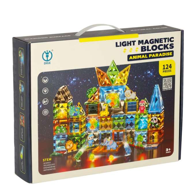 3D magnetic construction blocks luminous animal park 124 el.