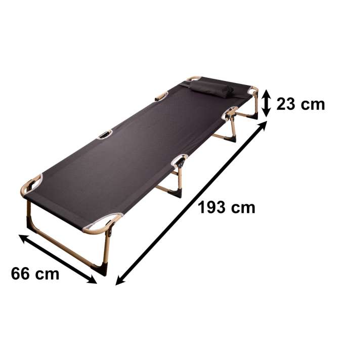 Camping bed folding 193 cm grey
