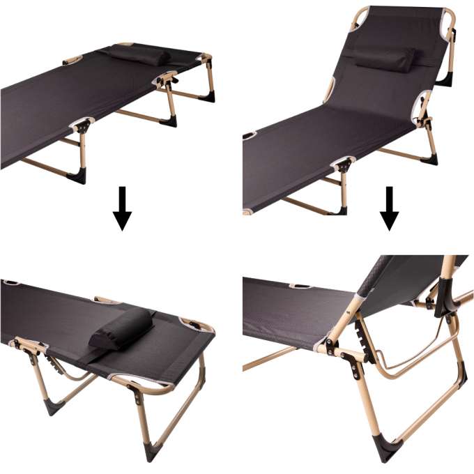 Camping bed folding 193 cm grey