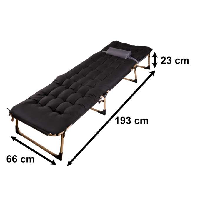 Camping bed with pillow 193 cm black