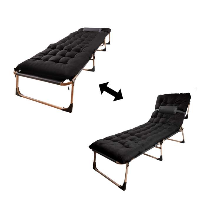 Camping bed with pillow 193 cm black