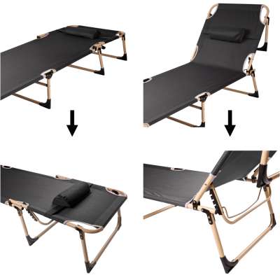 Camping bed with pillow 193 cm black