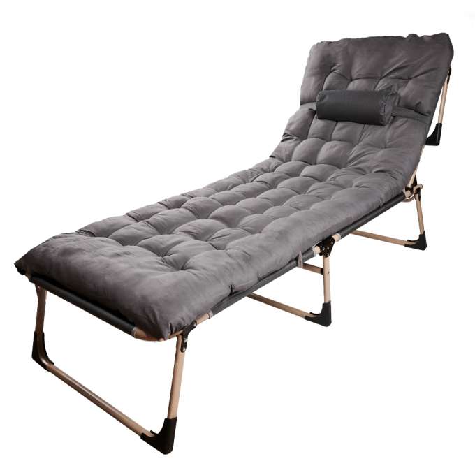 Camping bed with pillow 193 cm dark grey