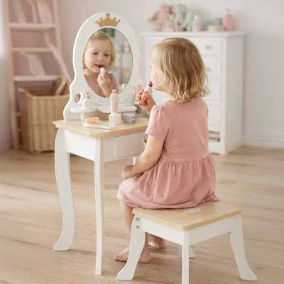 Children's wooden dressing table with accessories white