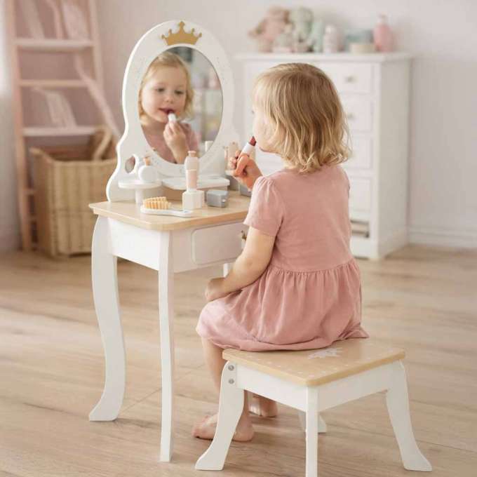 Children's wooden dressing table with accessories white