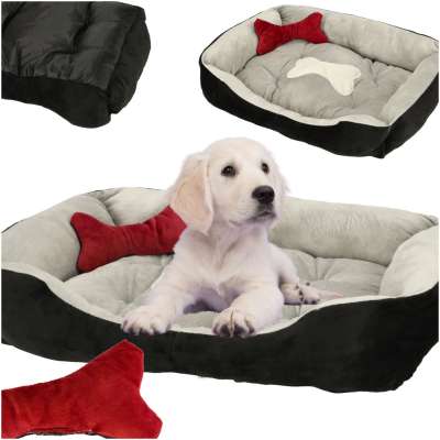 Dog bed 60x45x15cm grey and black