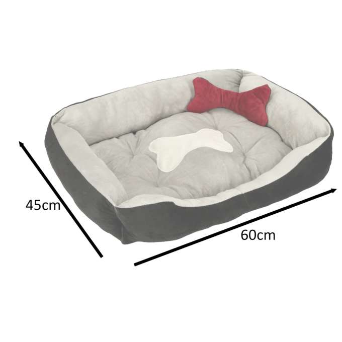 Dog bed 60x45x15cm white and black