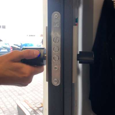 Door lock fingerprint cylinder black
