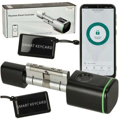 Door lock fingerprint cylinder black