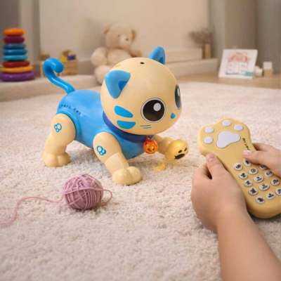 Interactive cat remote control RC robot jumps blue