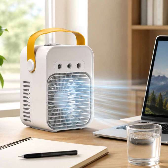 Klimator przenośny klimatyzer biurkowy mini klimatyzator na wodę 3w1 USB LED