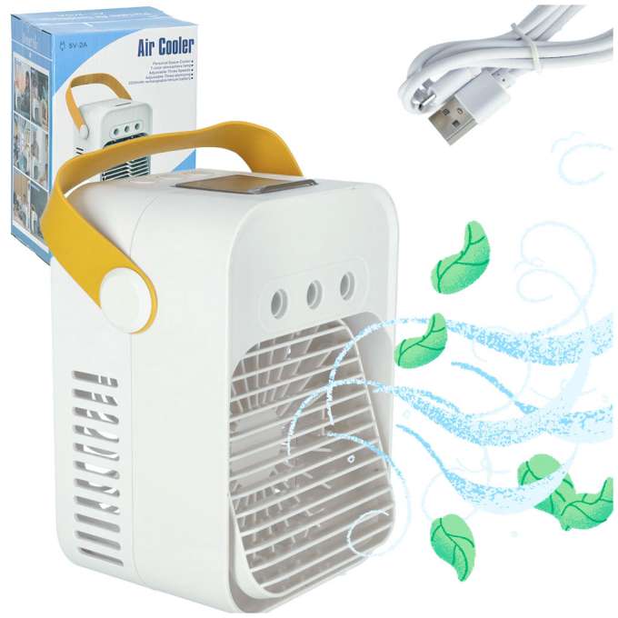 Klimatyzator klimator przenośny wentylator biurkowy nawilżacz 3w1 USB biały