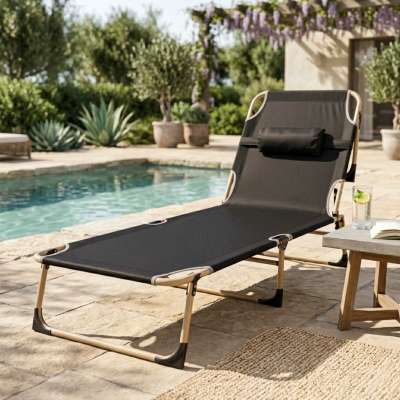 LUARO Folding tourist field bed canada 193 cm grey