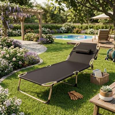 LUARO Folding tourist field bed canada 193 cm grey