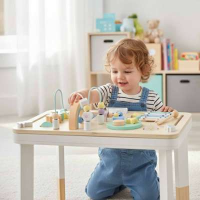 LULILO LUDO manipulation board wooden sensory table 2in1 mint