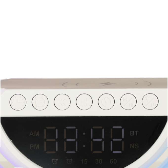 Lampka LED RGB ładowarka indukcyjna radio budzik zegar