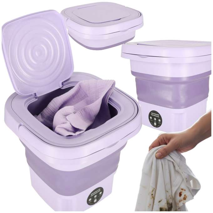 Mini portable washing machine folding 8L purple