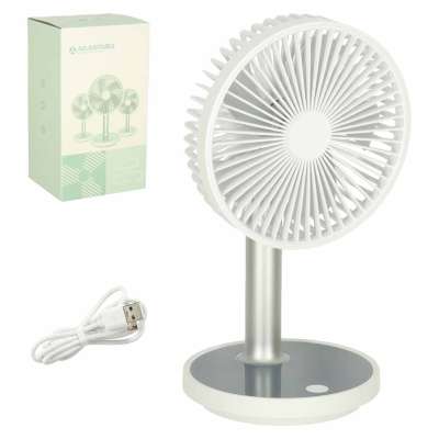 Mobile desk fan wireless USB with rechargeable battery adjustable 4 power levels LED 38cm white