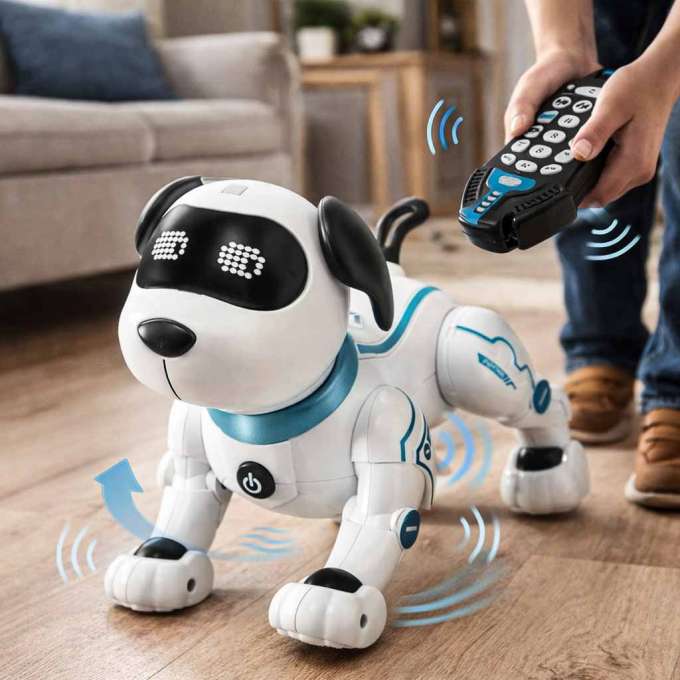 Pies piesek interaktywny zdalnie sterowany na pilota RC robot skacze śpiewa