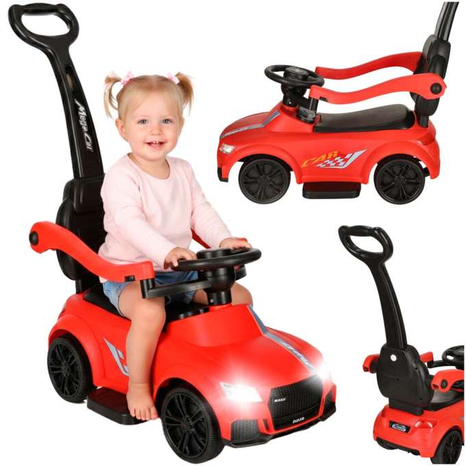 Ride on push car with sound lights red