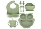 Silicone dishes for kids owl milita green 2