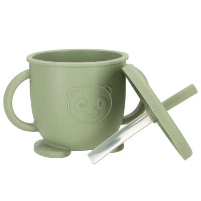 Silicone dishes for kids owl milita green