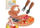 Silicone utensils for babies table set of 4 pieces teddy bear orange 1