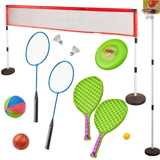 Sports set 5in1 badminton basketball volleyball tennis frisbee