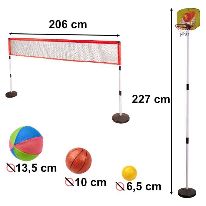 Sports set 5in1 badminton basketball volleyball tennis frisbee