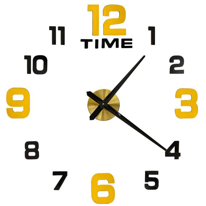 Sticker wall clock 100-120 cm black gold