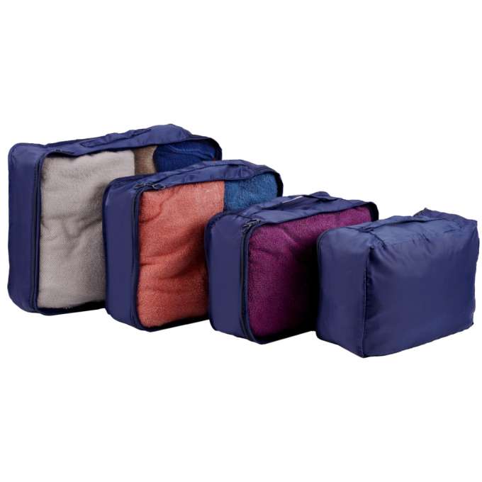 Suitcase organizers travel set 7 pieces clothes storage accessories waterproof bags navy blue
