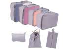 Suitcase organizers travel set 7 pieces clothes storage accessories waterproof bags shoe bag grey 1