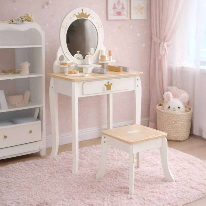 Toaletka drewniana dla dziewczynki LULILO Bella lustro taboret akcesoria