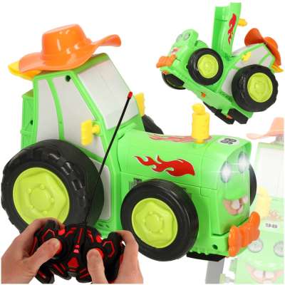 Traktor ciągnik zdalnie sterowany na pilota RC skaczący tańczący dźwięk zielony