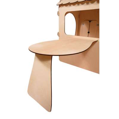 Wooden house for children with a board and table