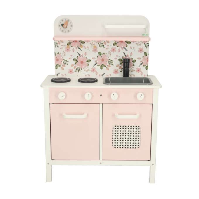 Wooden kitchen pink flowers oven LULILO