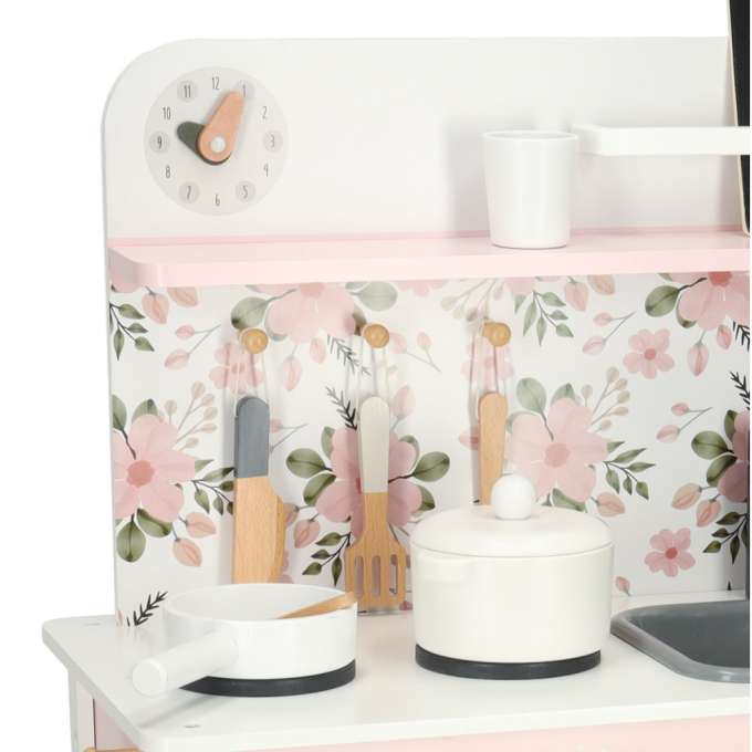 Wooden kitchen pink flowers oven LULILO